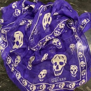 100% Silk Alexander McQueen Purple Skull Scarf